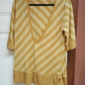 COPY - Beautiful  Gold stripe hooded blouse